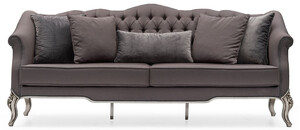 Casa Padrino Luxus Barock Wohnzimmer Sofa Grau / Silber - Handgefertigtes Barockstil Sofa mit dekorativen Kissen - Barock M�bel - Luxus Wohnzimmer M�bel im Barockstil - Edel & Prunkvoll