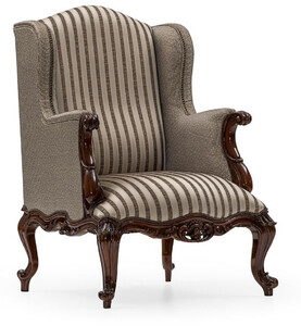 Casa Padrino Luxus Barock Wohnzimmer Sessel Silber / Braun - Handgefertigter Barockstil Sessel mit Streifen und dekorativem Kissen - Luxus Wohnzimmer M�bel im Barockstil - Barock M�bel