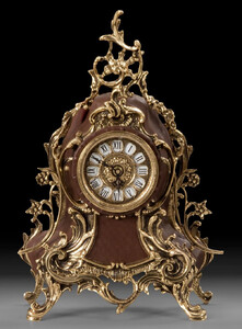 Casa Padrino Luxus Barock Tischuhr Gold / Braun 19 x H. 35 cm - Handgefertigte Bronze Uhr im Barockstil - Barock Schreibtischuhr - Barock Schreibtisch Deko - Barock Deko Accessoires - Barockstil Uhren