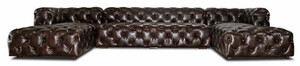 Casa Padrino Luxus Chesterfield Leder U-Form Sofa Vintage Dunkelbraun 415 x 200 x H. 74 cm - 3-Teiliges Echtleder Wohnzimmer Sofa - Wohnzimmer Mbel - Chesterfield Mbel - Luxus Mbel
