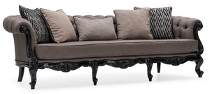 Casa Padrino Luxus Barock Wohnzimmer Sofa Grau / Schwarz - Handgefertigtes Barockstil Sofa mit dekorativen Kissen - Luxus Wohnzimmer M�bel im Barockstil - Barock M�bel - Edel & Prunkvoll
