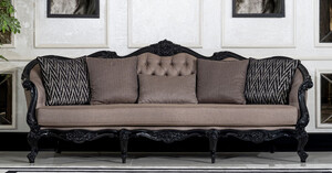 Casa Padrino Luxus Barock Wohnzimmer Sofa Grau / Schwarz - Prunkvolles Barockstil Sofa mit dekorativen Kissen - Luxus Wohnzimmer M�bel im Barockstil - Barock M�bel - Edel & Prunkvoll