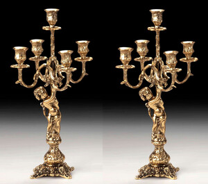 Casa Padrino Luxus Barock Kerzenhalter Set Gold  24 x H. 45 cm - Handgefertigte Barockstil Bronze Kerzenstnder - Barock Deko Accessoires - Barock Interior - Barock Mbel - Edel & Prunkvoll