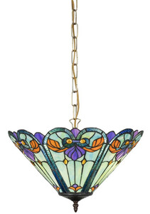 Casa Padrino Luxus Tiffany Hngeleuchte Mehrfarbig  40 cm - Art Deco Tiffany Hngelampe - Wohnzimmer Hngeleuchte - Luxus Tiffany Leuchten - Art Deco Leuchten