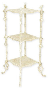 Casa Padrino Jugendstil Blumen Etagere Wei� 37,5 x 37,5 x H. 79,5 cm - Gusseisen Pflanzen Etagere - Barock & Jugendstil Garten Deko Accessoires