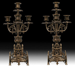 Casa Padrino Luxus Barock Bronze Kerzenhalter Set  21 x H. 41 cm - Handgefertigte Barockstil Bronze Kerzenst�nder - Barock Deko Accessoires - Barock Interior - Barock M�bel - Edel & Prunkvoll