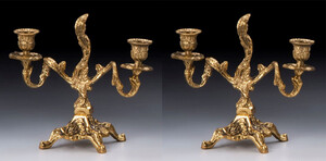 Casa Padrino Luxus Barock Kerzenhalter Set Gold 21 x H. 20 cm - Handgefertigte Barockstil Bronze Kerzenst�nder - Barock Deko Accessoires - Barock Interior - Barock M�bel - Edel & Prunkvoll