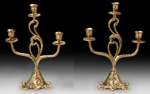 Casa Padrino Luxus Barock Kerzenhalter Set Gold 26 x H. 36 cm - Handgefertigte Barockstil Bronze Kerzenst�nder - Barock Deko Accessoires - Barock Interior - Barock M�bel - Edel & Prunkvoll