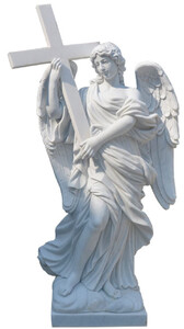 Casa Padrino Luxus Jugendstil Marmor Deko Skulptur Engel Wei H. 160 cm - Prunkvolle Garten Marmor Deko Figur - Barock & Jugendstil Garten Marmor Deko Skulpturen - Edel & Prunkvoll