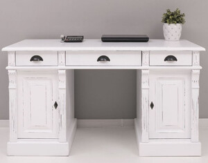 Casa Padrino Landhausstil Shabby Chic Schreibtisch Antik Wei� 140 x 70 x H. 78 cm - Massivholz B�rotisch im Landhausstil - B�ro M�bel - Landhausstil M�bel - Shabby Chic M�bel