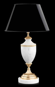 Casa Padrino Luxus Barock Marmor Tischleuchte Wei� / Messing / Schwarz  35 x H. 60 cm - Prunkvolle Barockstil Schreibtischleuchte - Edel & Prunkvoll - Luxus Qualit�t - Made in Italy