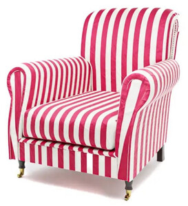 Casa Padrino Luxus Samt Sessel mit Streifen Rot / Wei / Schwarz / Messing 82 x 91 x H. 94 cm - Wohnzimmer Sessel - Hotel Sessel - Wohnzimmer Mbel - Hotel Mbel - Luxus Mbel - Luxus Einrichtung