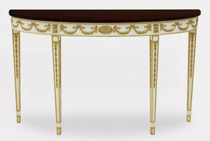 Casa Padrino Luxus Barock Konsole Wei� / Gold / Dunkelbraun - Handgefertigter Massivholz Konsolentisch - Luxus Wohnzimmer M�bel im Barockstil - Barock M�bel - Barock Einrichtung