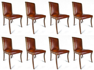 Casa Padrino Luxus Leder Esszimmer Stuhl 8er Set Braun 50 x 47 x H. 95 cm - Echtleder Kchensthle - Echtleder Mbel - Luxus Mbel