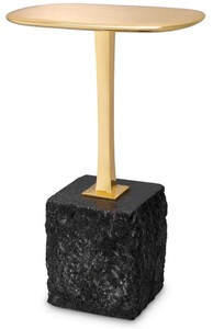 Casa Padrino Luxus Beistelltisch Messing / Schwarz 35 x 25 x H. 54,5 cm - Messing Tisch mit Granitsockel - Luxus M�bel - Wohnzimmer M�bel - Luxus Einrichtung - Wohnzimmer Einrichtung