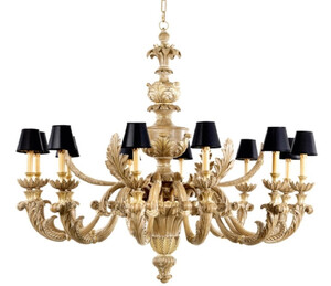 Casa Padrino Luxus Barock Kronleuchter Naturfarben / Schwarz  150 x H. 130 cm - Prunkvoller Barockstil Wohnzimmer Kronleuchter - Edel & Prunkvoll - Luxus Qualit�t - Made in Italy