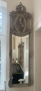 Casa Padrino Barock Spiegel Madonna Grau - Handgefertigter Antik Stil Wandspiegel - Garderoben Spiegel - Wohnzimmer Spiegel - Barock Mbel