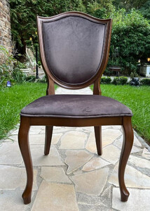 Casa Padrino Luxus Art Deco Samt Esszimmer Stuhl Grau / Braun - Art Deco Massivholz Stuhl - Art Deco Esszimmer Mbel - Art Deco Mbel - Art Deco Einrichtung - Luxus Mbel im Art Deco Stil