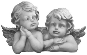 Casa Padrino Jugendstil Deko Skulptur 2 Engel Grau 31 x 15 x H. 19 cm - Elegante Deko Stein Figur - Wohnzimmer Deko - Garten Deko - Barock & Jugendstil Deko Accessoires