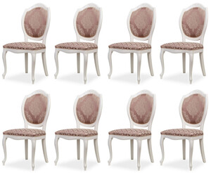 Casa Padrino Luxus Barock Esszimmer Stuhl 8er Set Lila / Beige / Wei - Barockstil Kchen Sthle - Prunkvolle Luxus Esszimmer Mbel im Barockstil - Edel & Prunkvoll