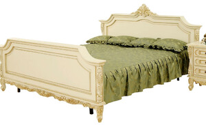 Casa Padrino Luxus Barock Doppelbett Creme / Beige - Prunkvolles Massivholz Bett - Luxus Schlafzimmer Mbel im Barockstil - Barock Schlafzimmer Mbel - Edel & Prunkvoll