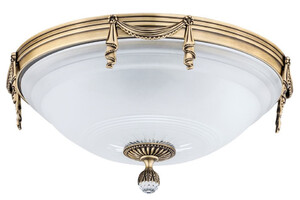 Casa Padrino Luxus Barock Kristall Deckenleuchte Messing mit Patina / Wei�  40 x H. 25 cm - Runde Barockstil Wohnzimmer Deckenlampe - Barock Leuchten - Barock M�bel - Edel & Prunkvoll