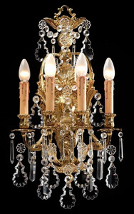 Casa Padrino Luxus Barock Kristall Wandleuchte Gold 35 x 18 x H. 65 cm - Prunkvolle Barockstil Wandlampe mit hochwertigem Kristallglas - Luxus Qualitt - Made in Italy