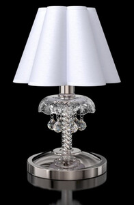 Casa Padrino Luxus Barock Kristall Tischleuchte Silber / Wei  20 x H. 30 cm - Prunkvolle Nachttischeuchte mit Bhmischem Kristallglas - Barock Kristall Leuchten - Edel & Prunkvoll