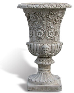 Casa Padrino Luxus Barock Blumentopf Antik Grau  49 x H. 78 cm - Handgefertigter Barockstil Pflanzentopf aus hochwertigem Carrara Marmorkies - Barock Garten Deko - Luxus Qualitt - Made in Italy