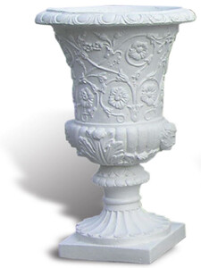 Casa Padrino Luxus Barock Blumentopf Wei�  49 x H. 78 cm - Handgefertigter Barockstil Pflanzentopf aus hochwertigem Carrara Marmorkies - Barock Garten Deko - Luxus Qualit�t - Made in Italy