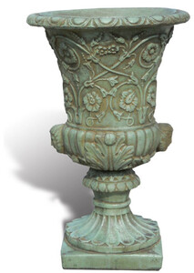 Casa Padrino Luxus Barock Blumentopf Antik Grn  49 x H. 78 cm - Handgefertigter Barockstil Pflanzentopf aus hochwertigem Carrara Marmorkies - Barock Garten Deko - Luxus Qualitt - Made in Italy