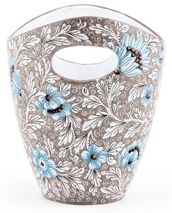 Casa Padrino Luxus Keramik Eiseimer Braun / Mehrfarbig  27 x H. 25 cm - Handgefertigter & handbemalter Eisk�bel - Weink�hler - Sektk�hler - Champagnerk�hler - Luxus Qualit�t - Made in Italy