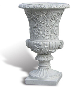 Casa Padrino Luxus Barock Blumentopf Antik Hellgrau  49 x H. 78 cm - Handgefertigter Barockstil Pflanzentopf aus hochwertigem Carrara Marmorkies - Barock Garten Deko - Made in Italy