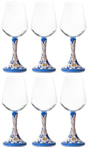 Casa Padrino Luxus Keramik Weinglas 6er Set Blau / Mehrfarbig H. 23,5 cm - Handgefertigte & handbemalte Weinglser - Hotel & Restaurant Accessoires - Luxus Qualitt - Made in Italy