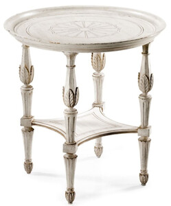 Casa Padrino Luxus Barock Beistelltisch Antik Wei / Braun - Runder Barockstil Massivholz Tisch - Luxus Mbel im Barockstil - Barock Mbel - Luxus Qualitt - Made in Italy