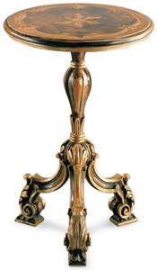 Casa Padrino Luxus Barock Beistelltisch Antik Braun / Schwarz / Antik Gold - Prunkvoller Barockstil 3-Bein Massivholz Tisch - Luxus Mbel im Barockstil - Barock Mbel - Luxus Qualitt - Made in Italy