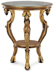 Casa Padrino Luxus Barock Beistelltisch Antik Braun / Antik Gold / Schwarz - Prunkvoller Barockstil 3-Bein Massivholz Tisch mit Glasplatte - Luxus M�bel im Barockstil - Made in Italy