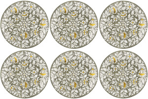 Casa Padrino Luxus Keramik Teller 6er Set Olivgr�n / Mehrfarbig  40 cm - Handgefertigte & handbemalte Essteller mit Blumendesign - Hotel & Restaurant Accessoires - Luxus Qualit�t - Made in Italy