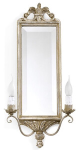 Casa Padrino Luxus Barock Doppel Wandleuchte mit Spiegel Antik Beige 33 x 13 x H. 65 cm - Prunkvolle Wandlampe im Barockstil - Barock Leuchten - Luxus Qualitt - Made in Italy