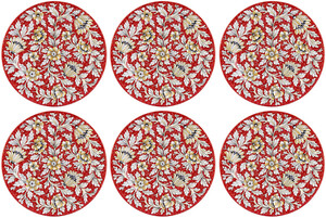 Casa Padrino Luxus Keramik Teller 6er Set Rot  32 cm - Made in Italy