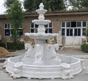 Casa Padrino Luxus Barock Marmor Springbrunnen Wei  380 x H. 300 cm
