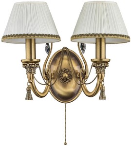 Casa Padrino Luxus Barock Kristall Doppel Wandleuchte Messing mit Patina / Wei 38 cm