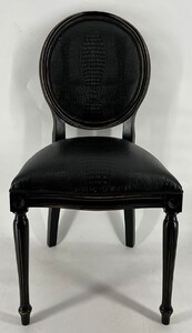 Casa Padrino Barock Kunstleder Esszimmer Stuhl Schwarz - Barock M�bel