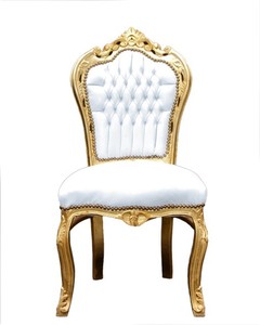 Casa Padrino Barock Esszimmer Stuhl Wei� / Gold - M�bel Antik Stil