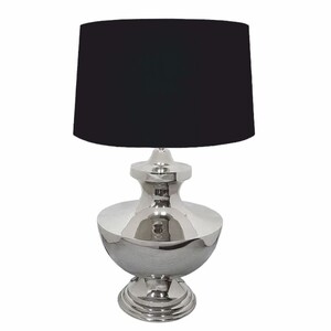 Casa Padrino Art Deco Metall Tischleuchte Silber / Schwarz  46 x H. 69 cm