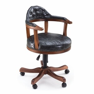 Casa Padrino Luxus Chesterfield Leder Brostuhl Vintage Schwarz / Braun 60 x 60 x H. 95 cm - Echtleder Mbel