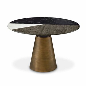 Casa Padrino Luxus Esstisch mit Kunstmarmor Tischplatte  120 cm - Esszimmer M�bel