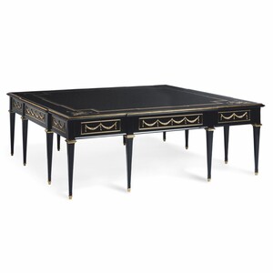 Casa Padrino Luxus Barock Couchtisch mit Glasplatte Schwarz / Gold 127 cm - Made in Italy