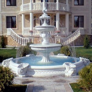 Casa Padrino Barock Springbrunnen Wei�  400 x H. 280 cm - Barock Garten Deko