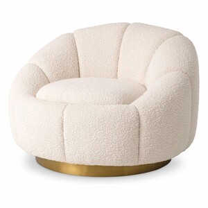 Casa Padrino Luxus Drehsessel Creme / Messing - Wohnzimmer & Hotel Mbel